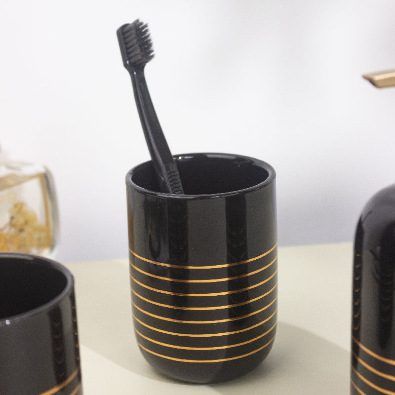 Lines of Gold Black Bathroom Set Of 4 Bathroom Sets The June Shop   