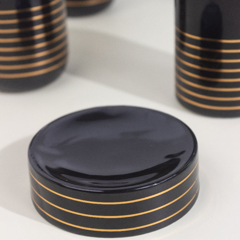 Lines of Gold Black Bathroom Set Of 4 Bathroom Sets The June Shop   