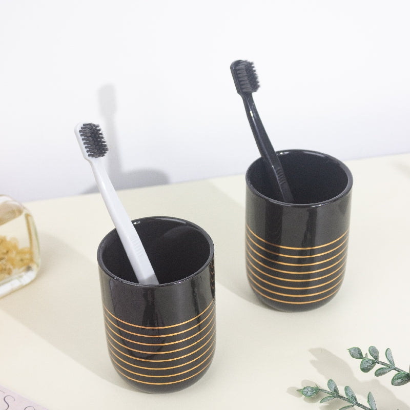 Lines of Gold Black Bathroom Set Of 4 Bathroom Sets The June Shop   