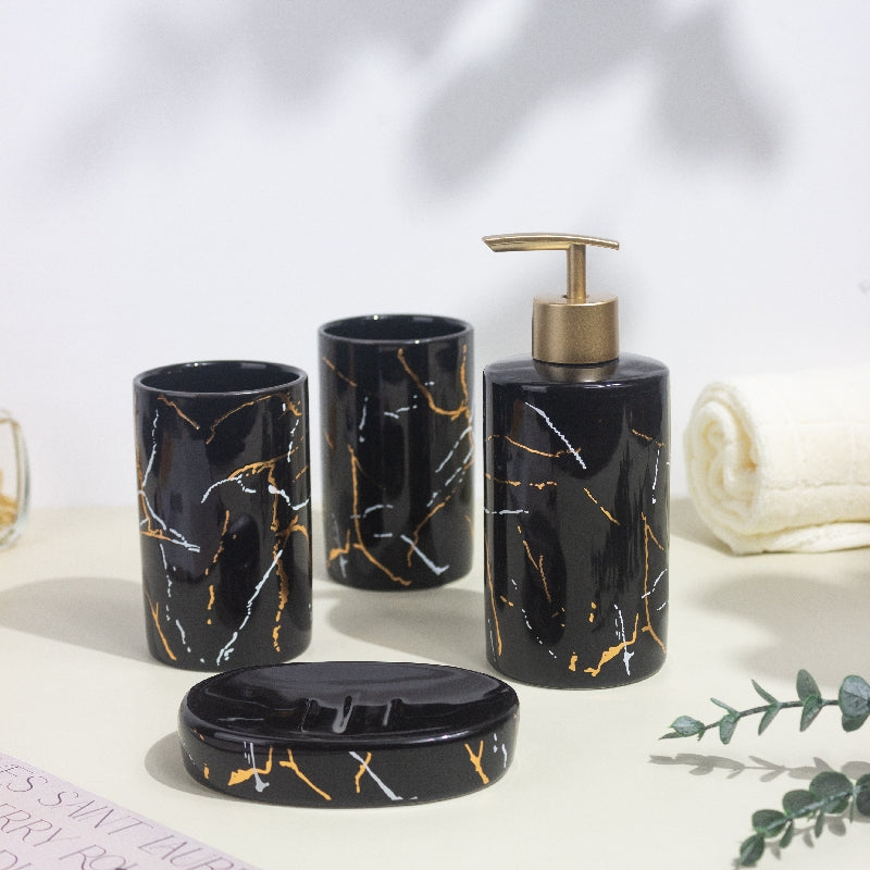 Lustrous Feel Speckled Bathroom Set Of 4
