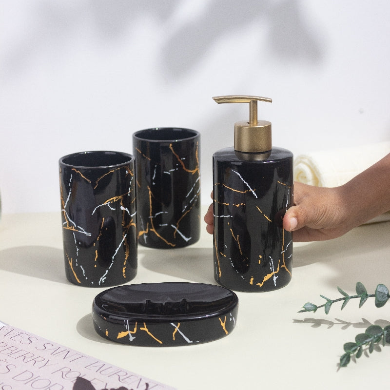 Lustrous Feel Speckled Bathroom Set Of 4