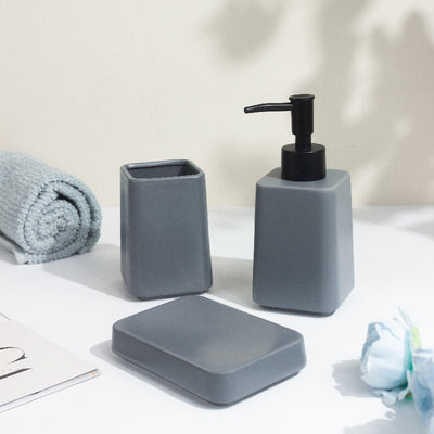 Matte Haze Pewter Grey Bathroom Set Of 3 Bathroom Sets The June Shop   