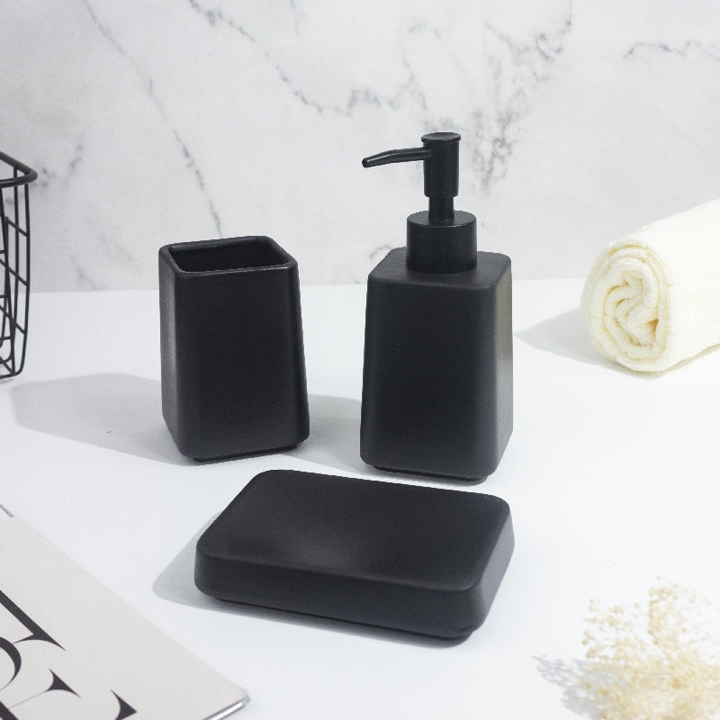 Matte Haze Ink Black Bathroom Set Of 3 Bathroom Sets The June Shop   