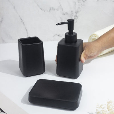 Matte Haze Ink Black Bathroom Set Of 3 Bathroom Sets The June Shop   