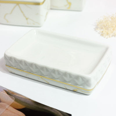 Lavish Touch White Marble Bathroom Set of 4 Bathroom Sets The June Shop   