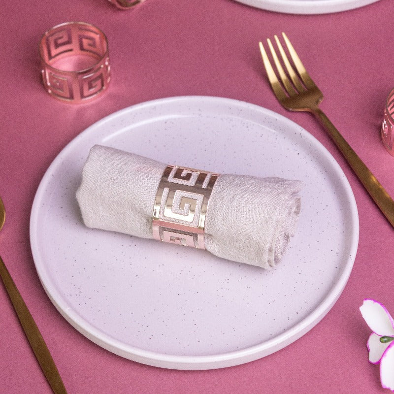 Maze Rose Gold Napkin Rings (Set of 6) Napkin Rings June Trading   