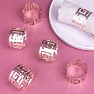 Maze Rose Gold Napkin Rings (Set of 6) Napkin Rings June Trading   
