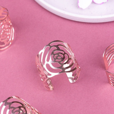 Blossom Rose Gold Napkin Rings (Set of 6) Napkin Rings June Trading   