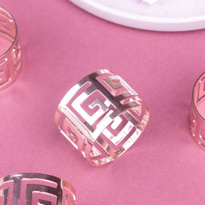 Maze Rose Gold Napkin Rings (Set of 6) Napkin Rings June Trading   