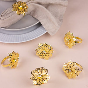Luxury Flora Gold Napkin Rings (Set of 6) Napkin Rings June Trading   