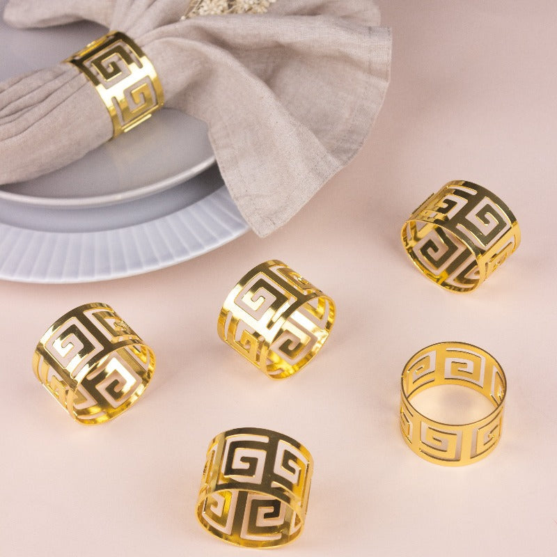 Minimalist Greek Rose Gold Napkin Rings (Set of 6) Napkin Rings June Trading   