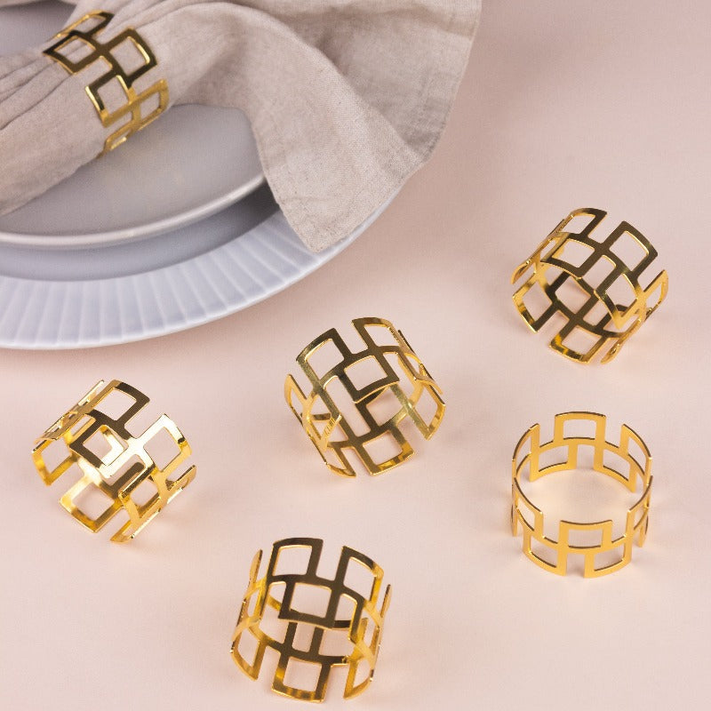Minimalistic Rose Gold Napkin Rings (Set of 6) Napkin Rings June Trading   