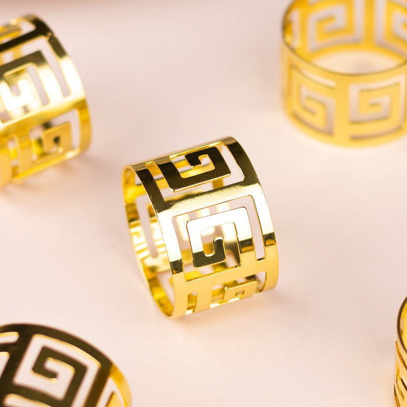 Minimalist Greek Rose Gold Napkin Rings (Set of 6) Napkin Rings June Trading   