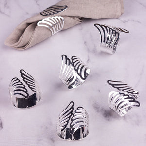 Feather Essence Silver Napkin Rings (Set of 6) Napkin Rings June Trading   