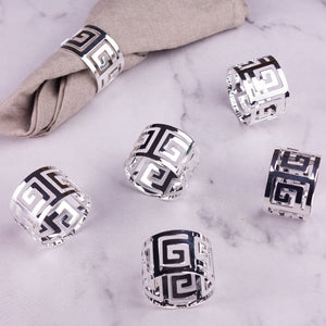 Maze Silver Napkin Rings (Set of 6) Napkin Rings June Trading   