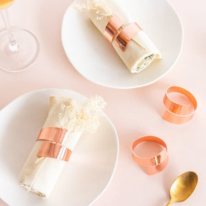 Urbane Rose Gold Napkin Rings (Set of 6) Napkin Rings June Trading   