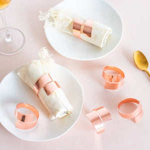 Urbane Rose Gold Napkin Rings (Set of 6) Napkin Rings June Trading   