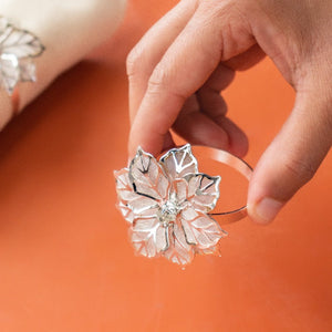 Luxury Flora Silver Napkin Rings (Set of 6) Napkin Rings June Trading   