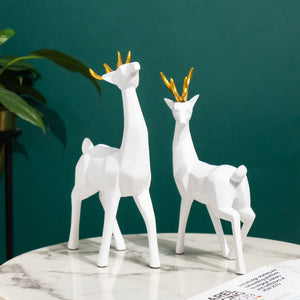 Geometrical Deer Figurines White & Gold (Set of 2) Artifacts The June Shop   