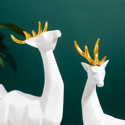 Geometrical Deer Figurines White & Gold (Set of 2) Artifacts The June Shop   