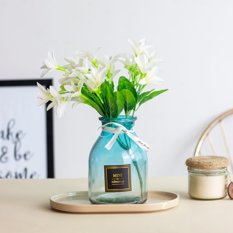 Gradient Antique Glass Vase Vases June Trading Turquoise Gradient  