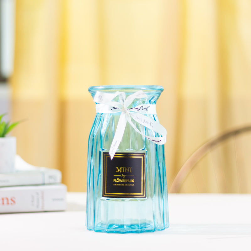 Ombre Modern Glass Vase Vases June Trading Cyan Blue  