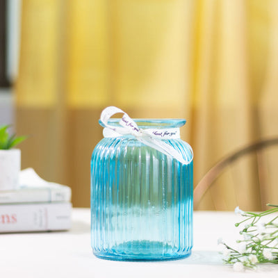Florentine Solid Colour Glass Vase Vases June Trading Aqua Blue  