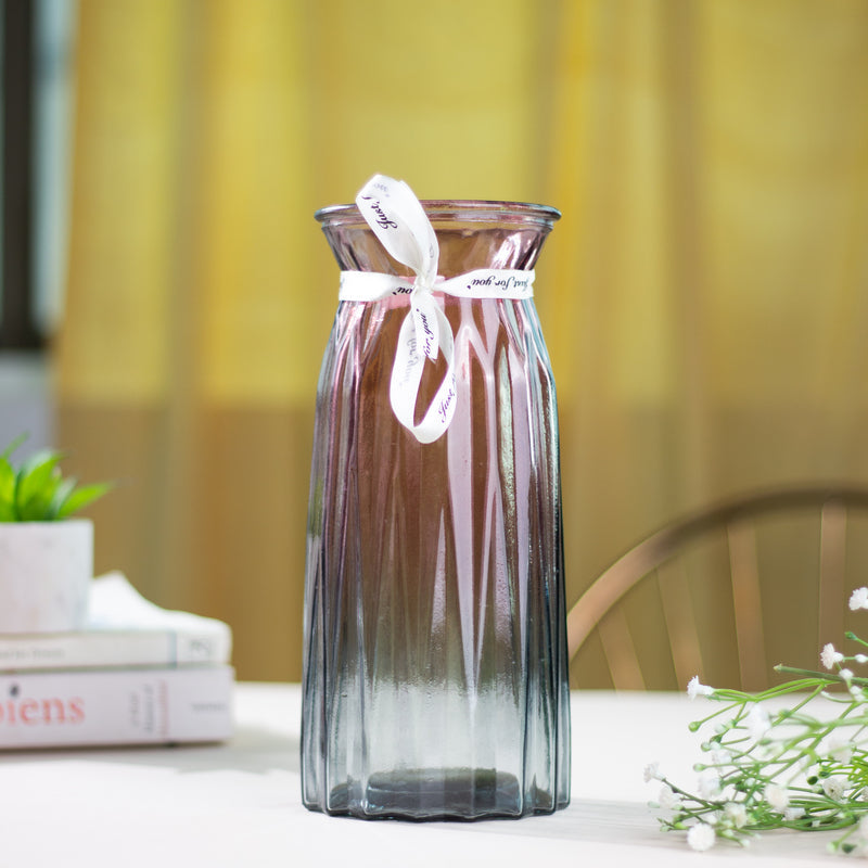 European Style Tall Glass Vase Vases June Trading Red-Black Gradient  