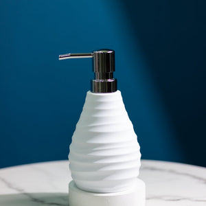 Wave Texture Matte Liquid Dispenser Soap Dispenser June Trading Pearl White  