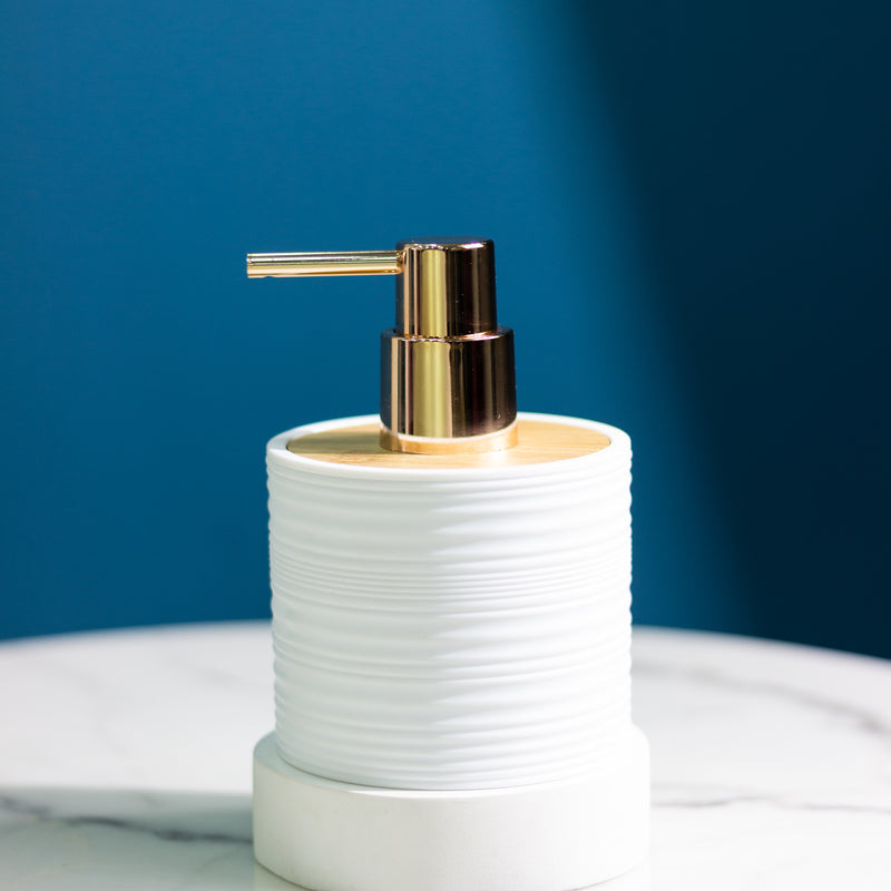 Ribbed Texture Matte Liquid Dispenser Soap Dispenser June Trading Ivory White  
