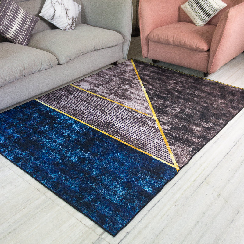 Regal Blue Abstract Modern Home Large Carpet
