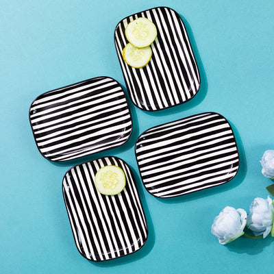 Monochromatic Rectangle 5.5 Inch Snack Plate (Set of 4) Snack Plate June Trading   