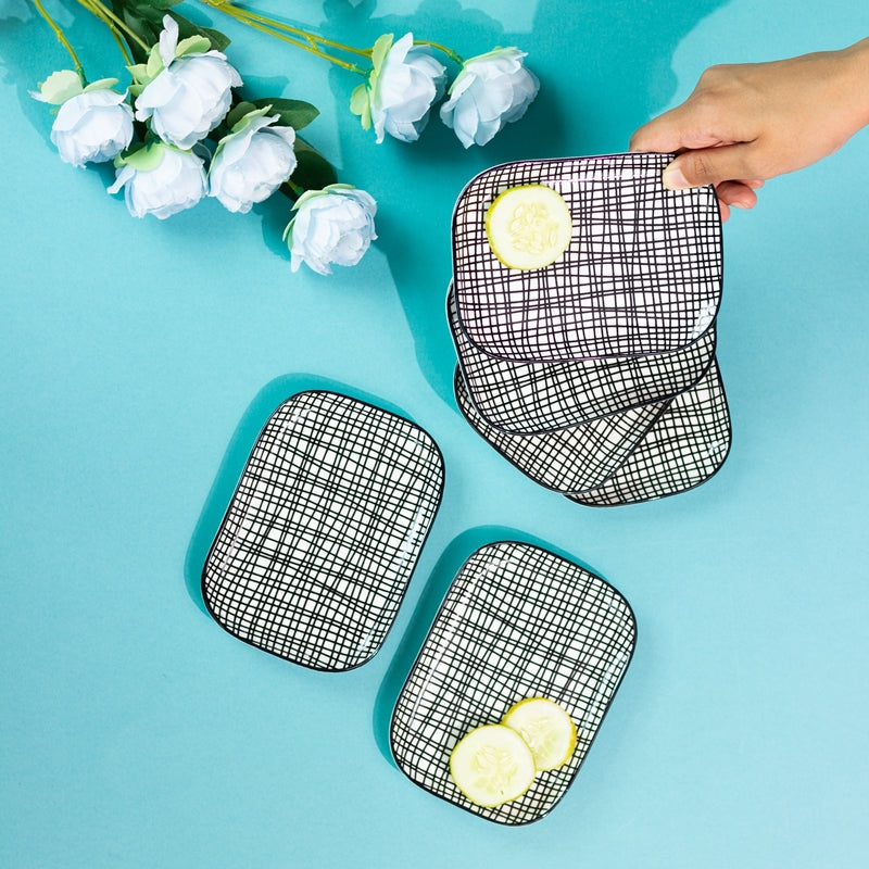 Seamless Pattern Rectangle 5.5 Inch Snack Plate (Set of 4) Snack Plate June Trading   