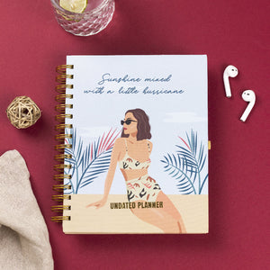 Undated Yearly Planner - Sunshine & A Little Hurricane (2023 Collection) + Ultimate Sticker Book Undated Planners June Trading   