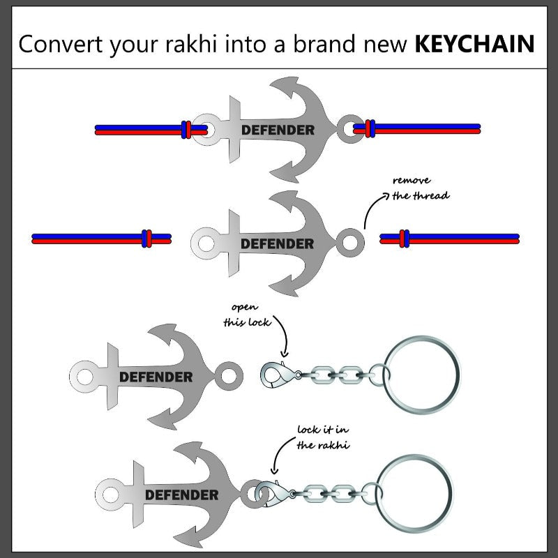 Keychain Rakhi - Defender Rakhis June Trading   