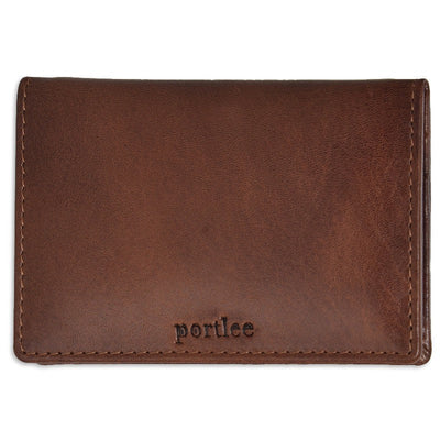 Leather Bifold Card Holder - Brown Wallet Portlee   