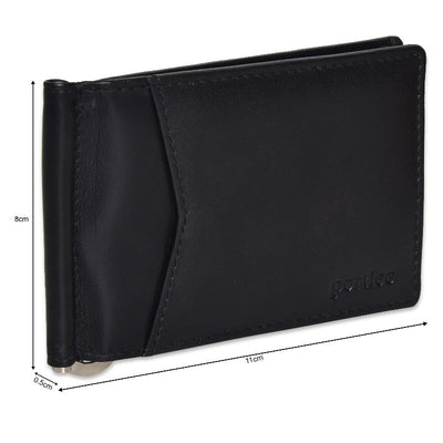 Leather Money Clip Wallet - Black Wallet Portlee   