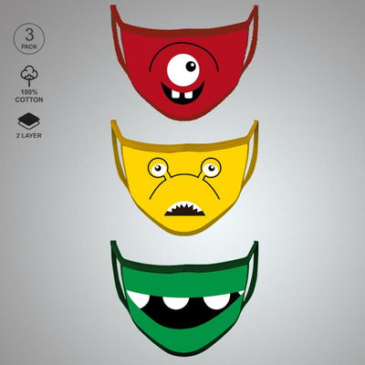 Pack of Three: Monster Character Face Mask Face Mask June Trading   