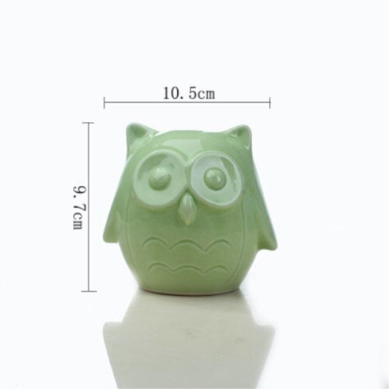 Owl Ceramic Pot For Plants Planters June Trading Mint Green  