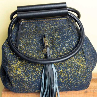 Runaway Kind Of Girl-Duffel Bag Handbags Pipa Box Navy with Gold Spray Print  