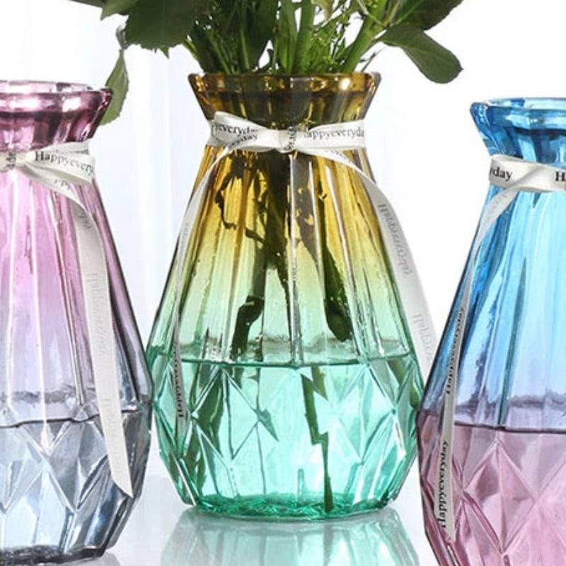 Vibrant Glass Flower Vase Vases June Trading Jade (Without Ribbon)  
