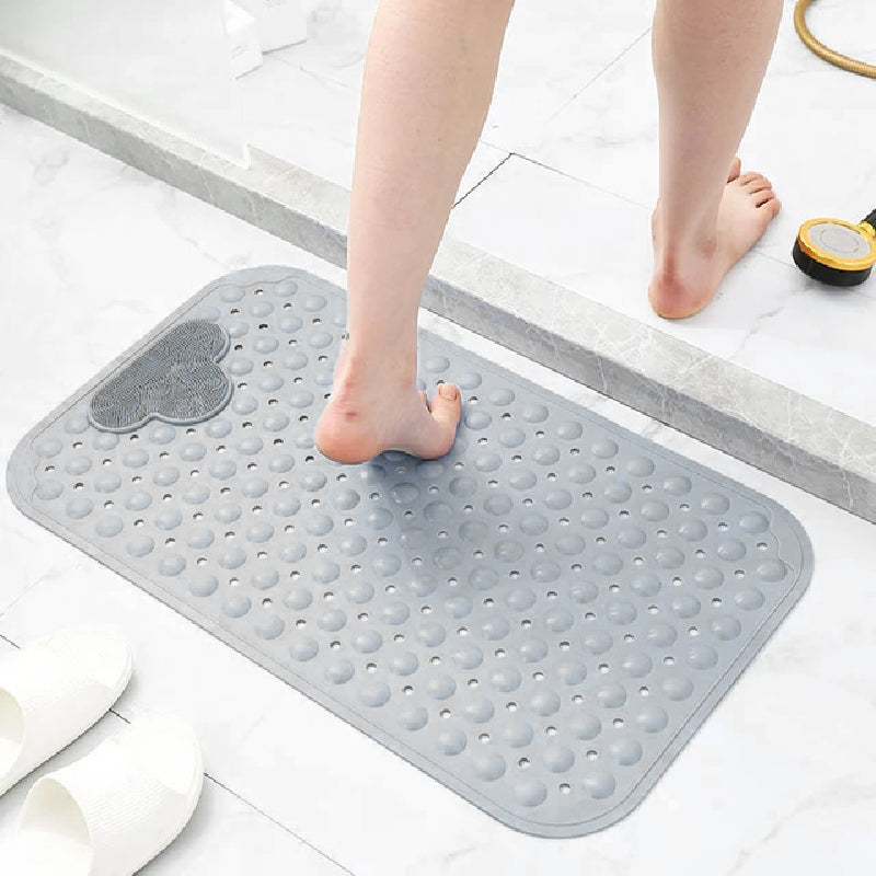 Cloud Grey Nonslip Foot Massager & Exfoliator Shower Mat Shower Mats June Trading   