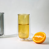 Premium Tinted Double Walled Glass Glasses June Trading Mustard Yellow  