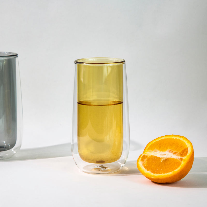 Premium Tinted Double Walled Glass Glasses June Trading Mustard Yellow  