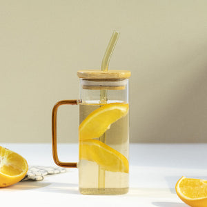 Play It Cool Glass Can With Straw & Lid Glasses June Trading Mustard Yellow  