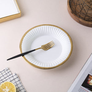 Aurulent Rim Crinkled Starter Plate (8 Inches) Pasta Bowl June Trading   