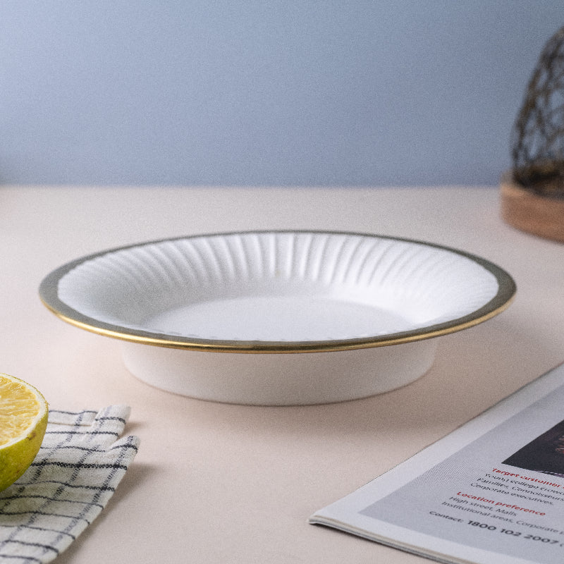 Aurulent Rim Crinkled Starter Plate (8 Inches) Pasta Bowl June Trading   