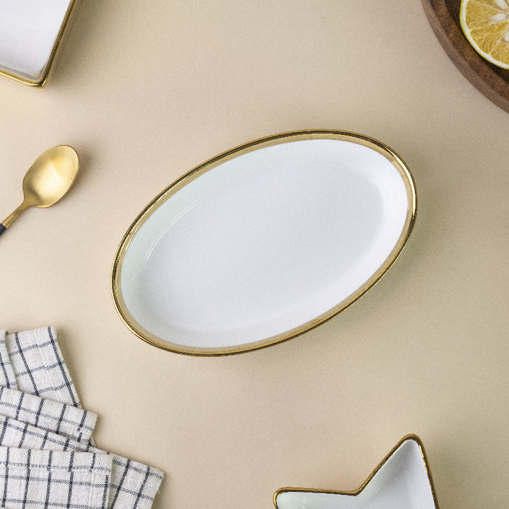 Aurulent Edge Small Oval Tray Serving Tray June Trading   