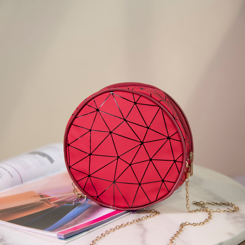 Round Geometric Sling Bag  June Trading Scarlet Red  