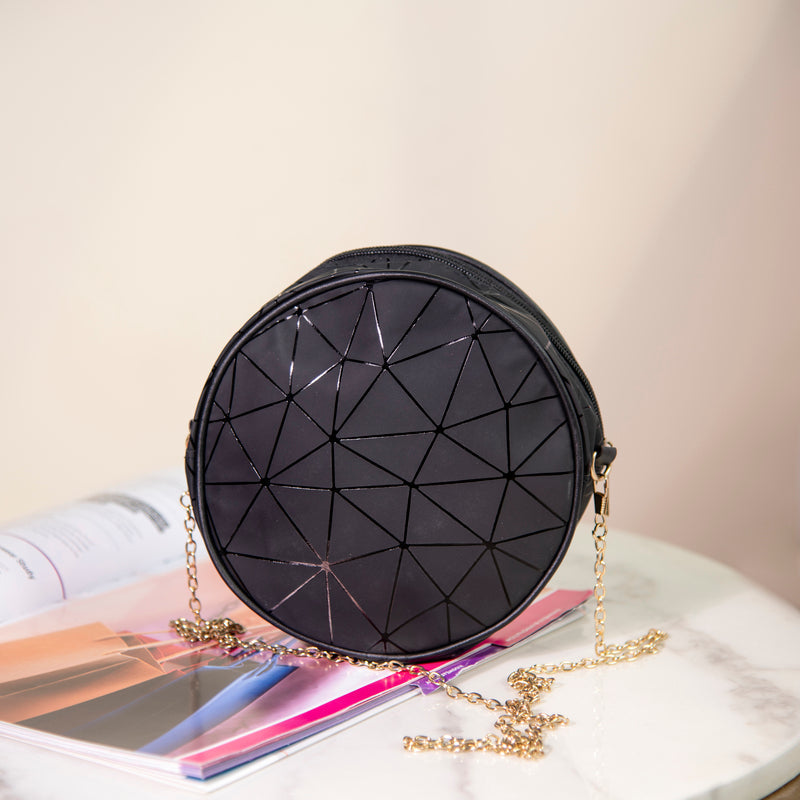 Round Geometric Sling Bag  June Trading Ebony Black  